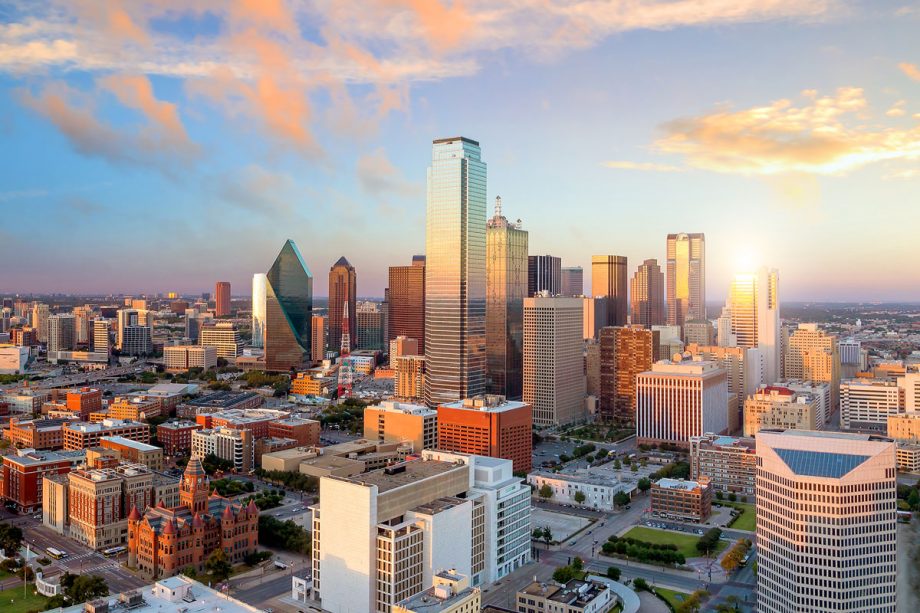 late afternoon view of Dallas skyline